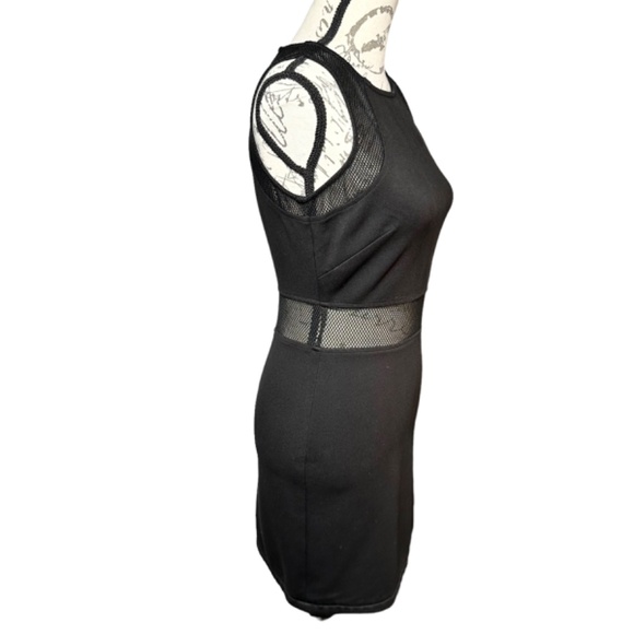 Women's | Gianni Bini | Vintage Black Asymmetric Zip Netted Bodycon Dress - S - Picture 4 of 8